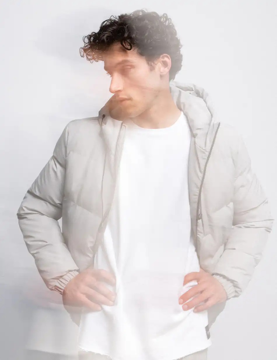 Splendid fashion ανδρικό κοντό μπουφάν με ενσωματωμένη κουκούλα 50-201-027 LT GREY