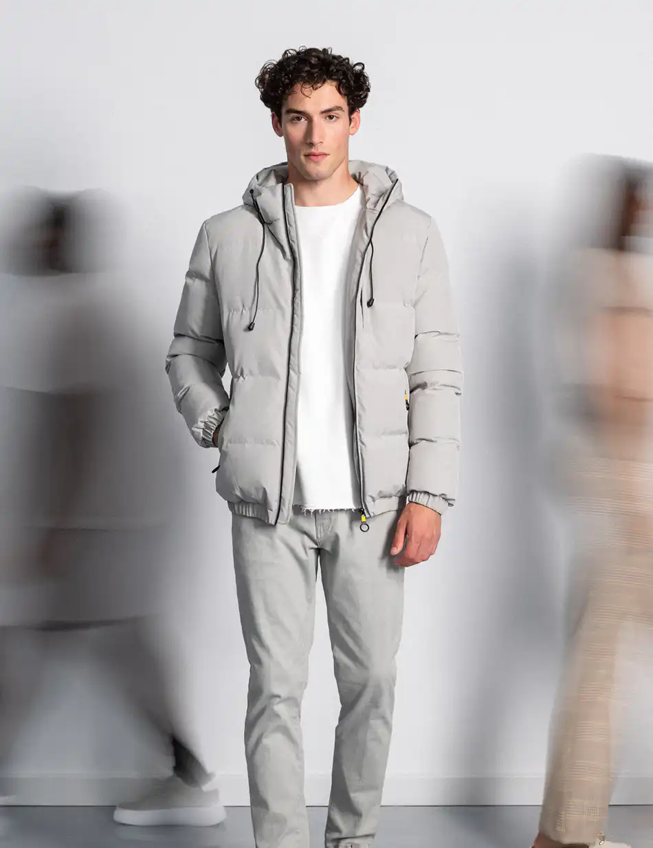 Splendid fashion ανδρικό κοντό μπουφάν με ενσωματωμένη κουκούλα 50-201-027 LT GREY