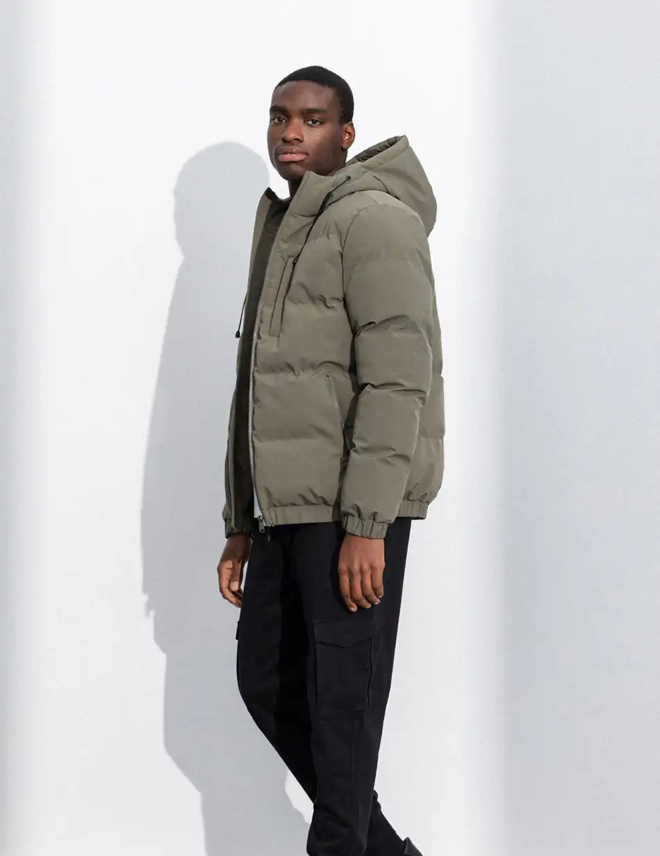 Splendid fashion ανδρικό κοντό μπουφάν με ενσωματωμένη κουκούλα 50-201-027 DK GREEN