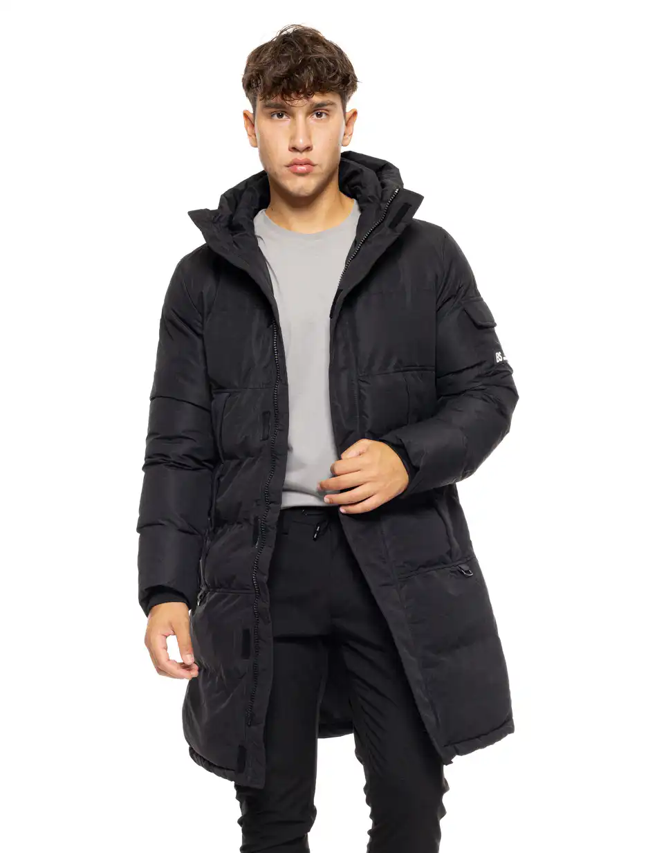 Biston fashion ανδρικό μακρύ μπουφάν με ενσωματωμένη κουκούλα 50-201-028 BLACK