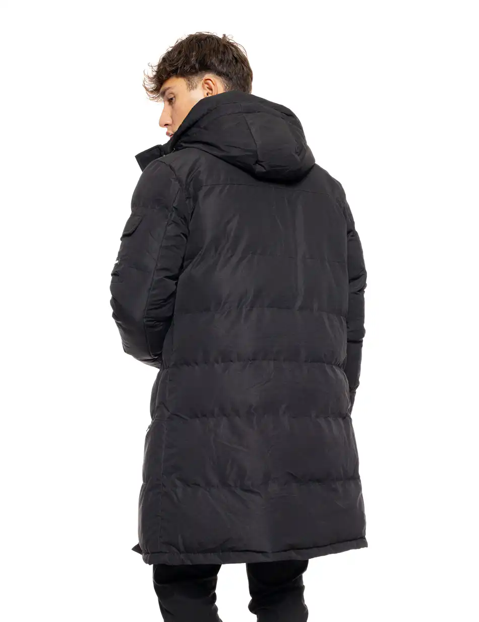 Biston fashion ανδρικό μακρύ μπουφάν με ενσωματωμένη κουκούλα 50-201-028 BLACK