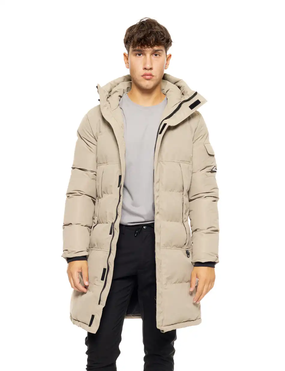 Biston fashion ανδρικό μακρύ μπουφάν με ενσωματωμένη κουκούλα 50-201-028 BEIGE
