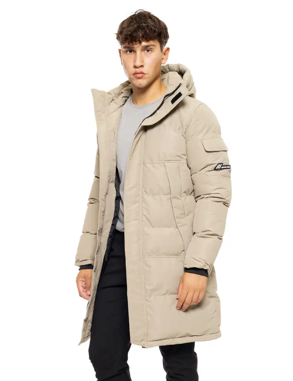 Biston fashion ανδρικό μακρύ μπουφάν με ενσωματωμένη κουκούλα 50-201-028 BEIGE