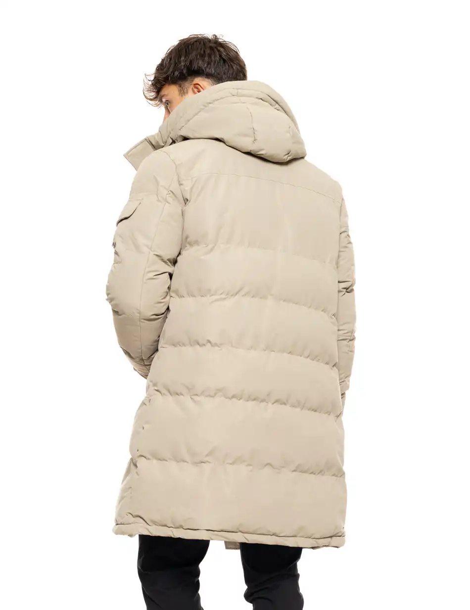 Biston fashion ανδρικό μακρύ μπουφάν με ενσωματωμένη κουκούλα 50-201-028 BEIGE