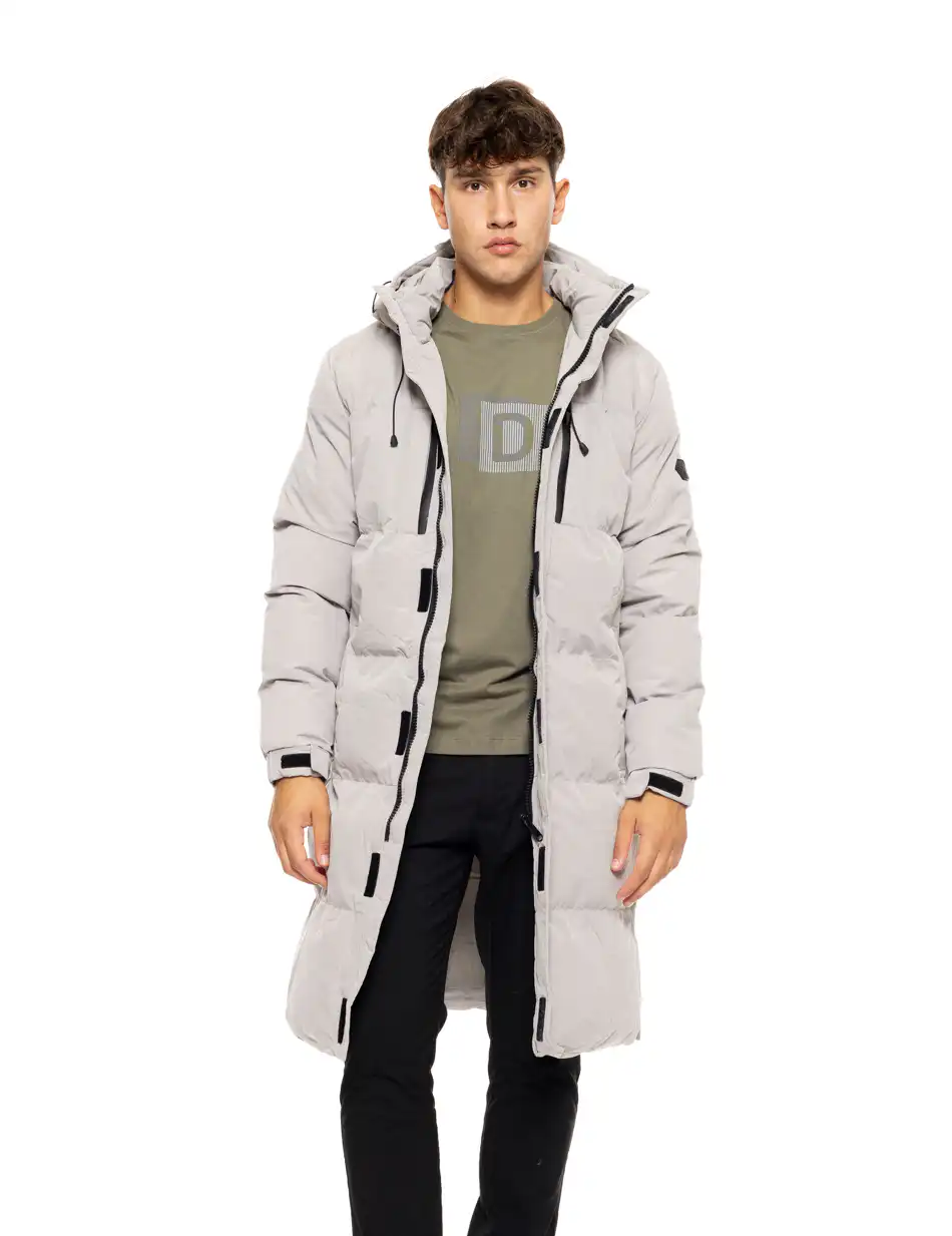 Splendid fashion ανδρικό μακρύ μπουφάν με ενσωματωμένη κουκούλα 50-201-042 LT GREY