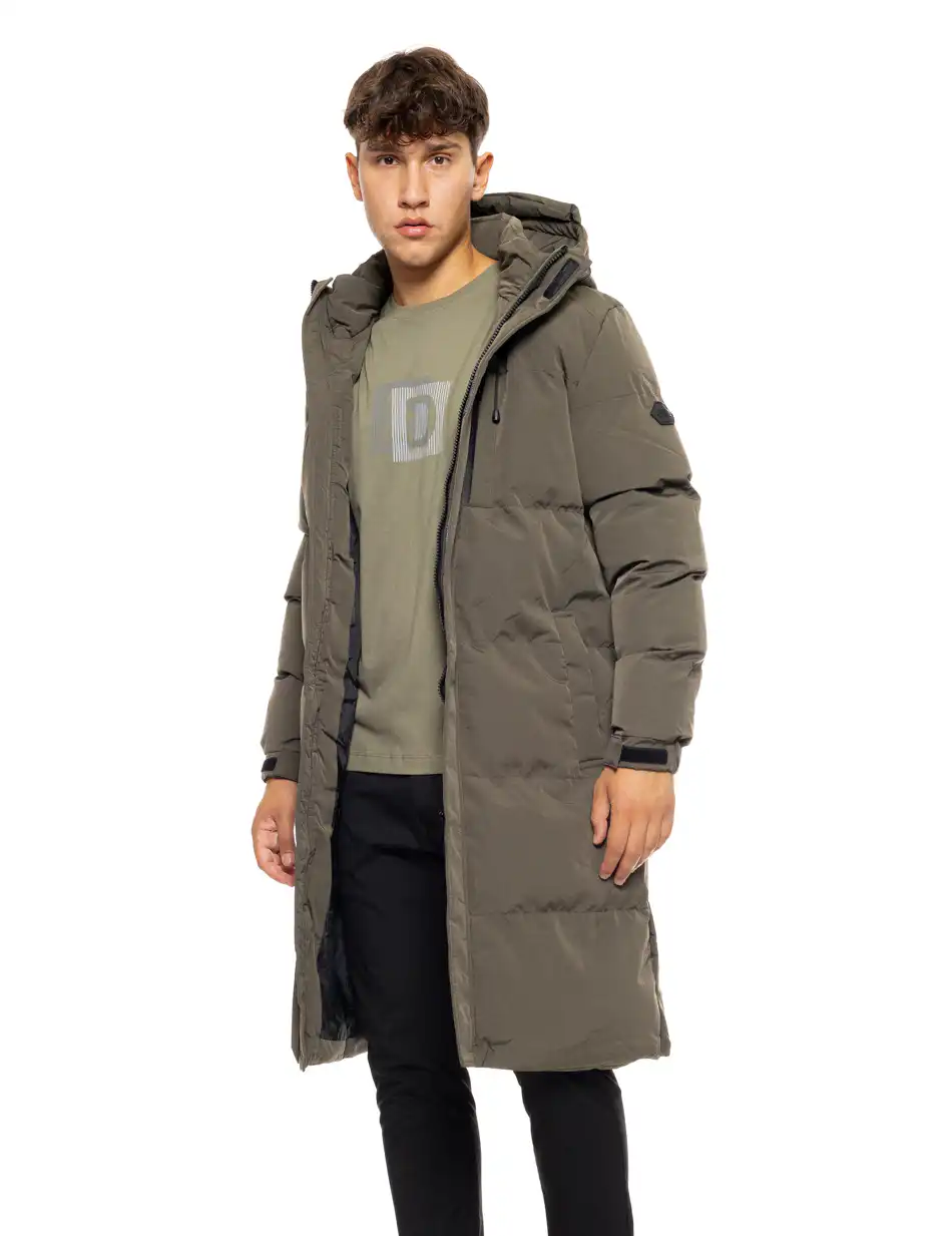 Splendid fashion ανδρικό μακρύ μπουφάν με ενσωματωμένη κουκούλα 50-201-042 DK GREEN