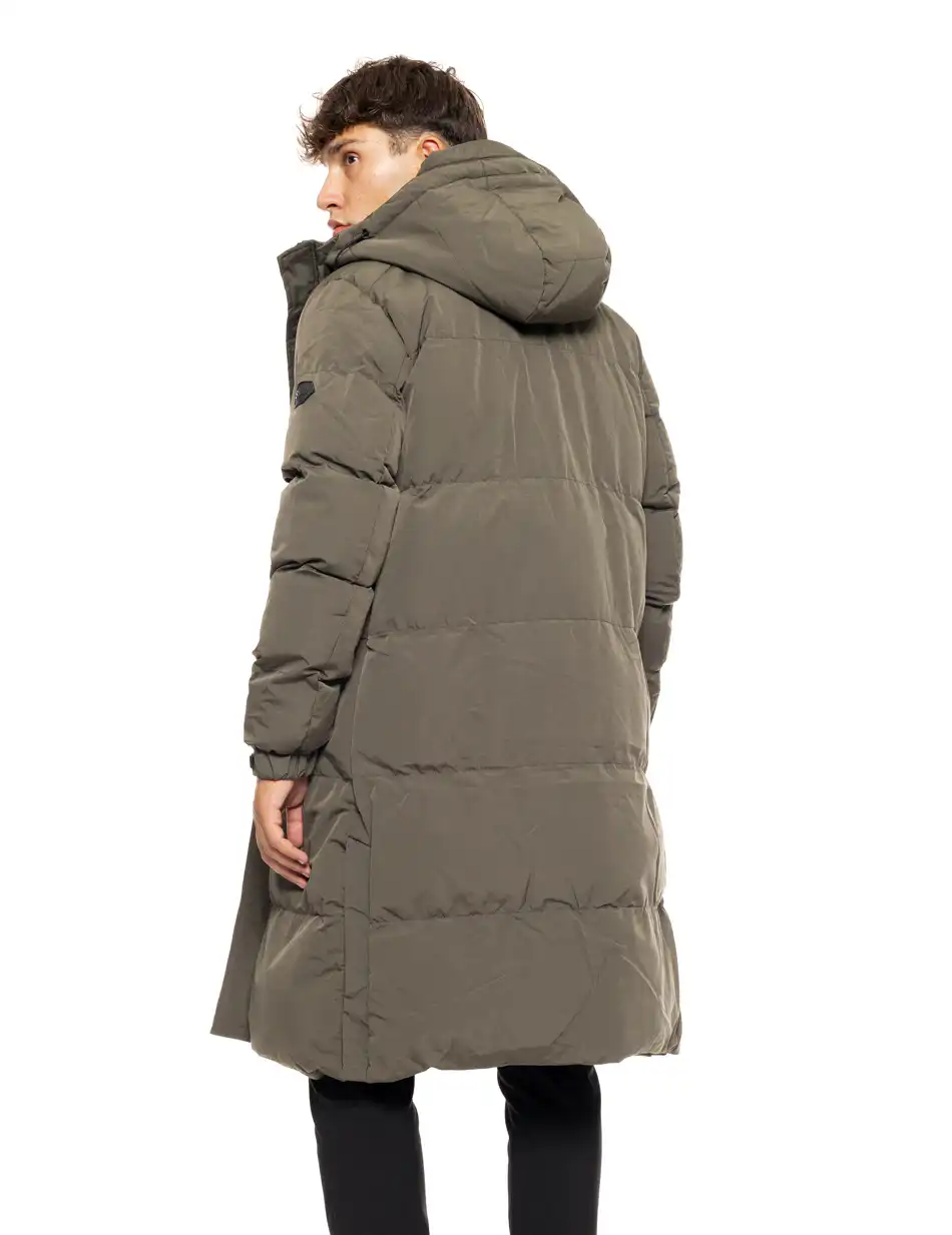 Splendid fashion ανδρικό μακρύ μπουφάν με ενσωματωμένη κουκούλα 50-201-042 DK GREEN