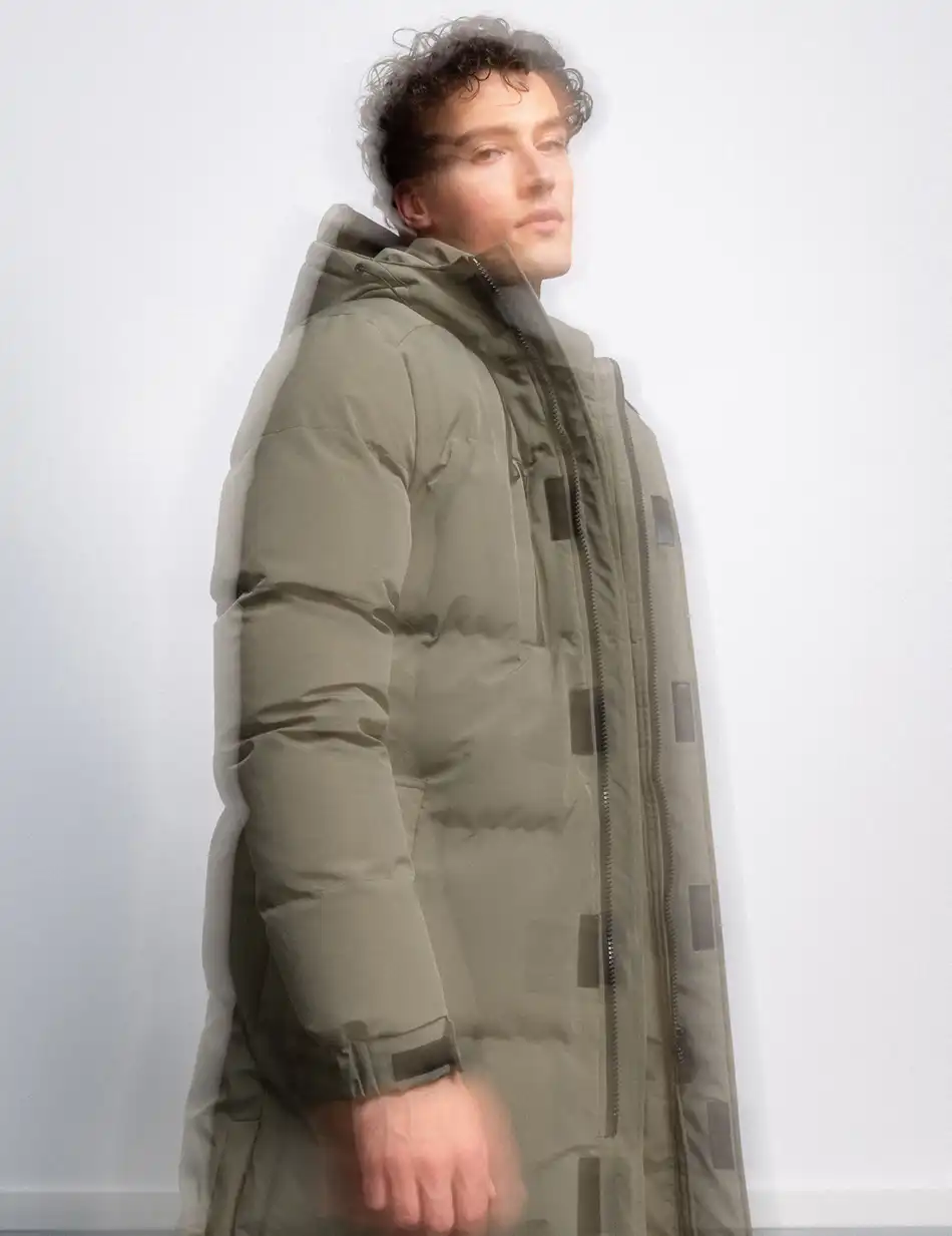 Splendid fashion ανδρικό μακρύ μπουφάν με ενσωματωμένη κουκούλα 50-201-042 DK GREEN