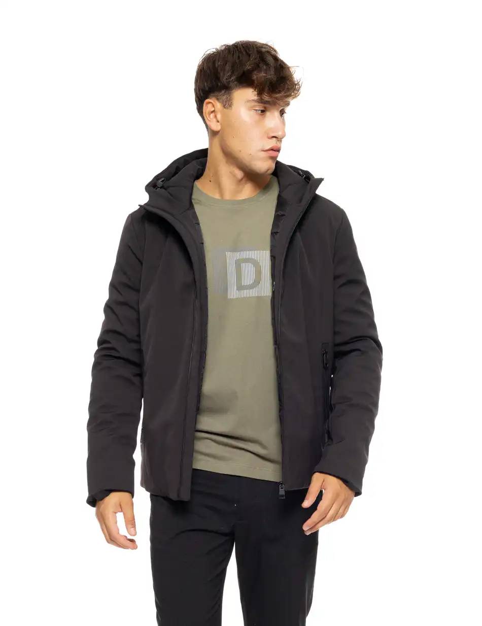 Splendid fashion ανδρικό κοντό μπουφάν με ενσωματωμένη κουκούλα 50-201-057 BLACK