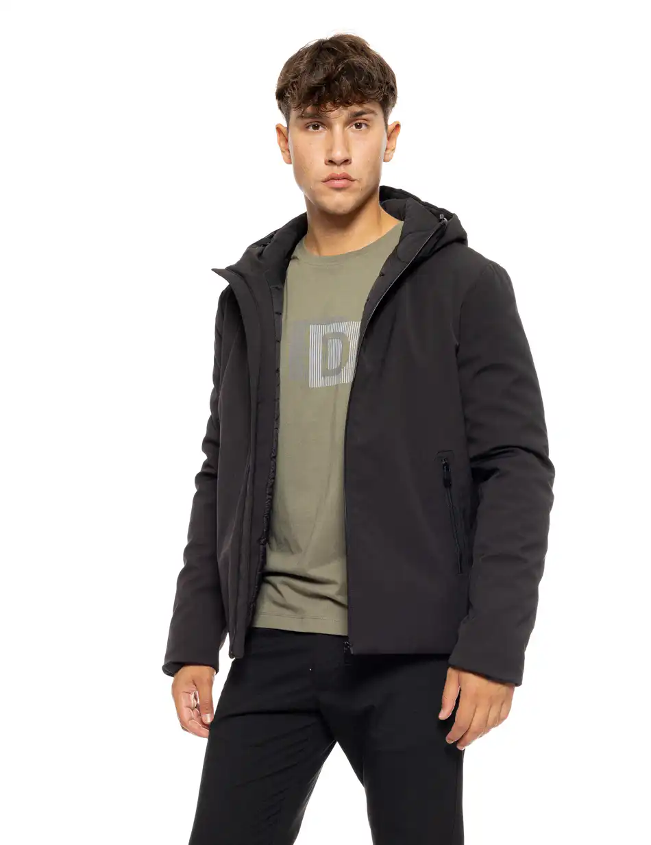 Splendid fashion ανδρικό κοντό μπουφάν με ενσωματωμένη κουκούλα 50-201-057 BLACK