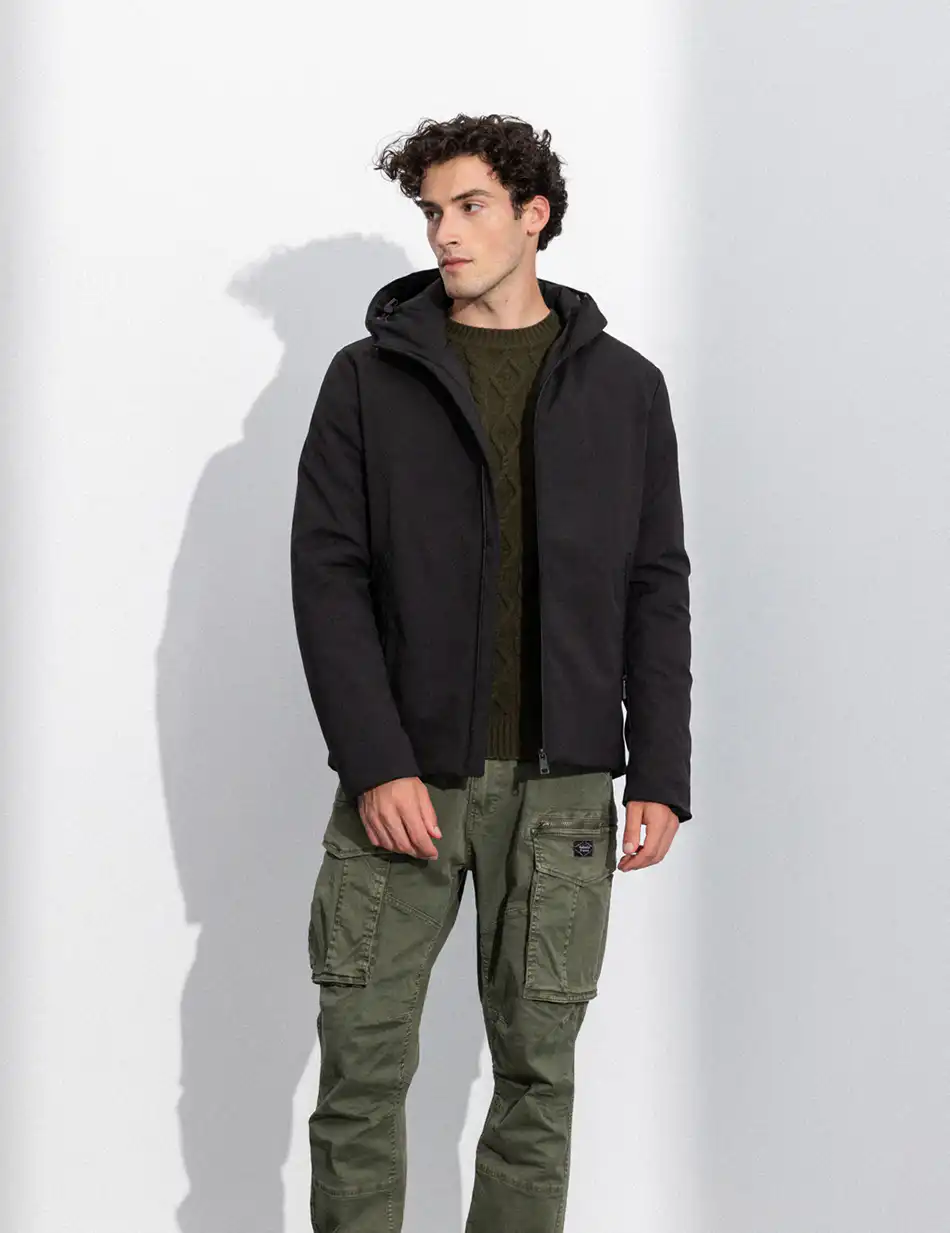 Splendid fashion ανδρικό κοντό μπουφάν με ενσωματωμένη κουκούλα 50-201-057 BLACK