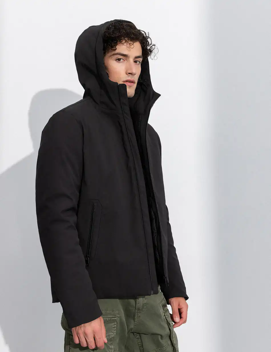 Splendid fashion ανδρικό κοντό μπουφάν με ενσωματωμένη κουκούλα 50-201-057 BLACK