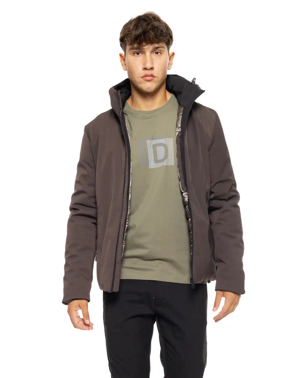 Splendid fashion ανδρικό κοντό μπουφάν με ενσωματωμένη κουκούλα 50-201-057 CHOCOLATE