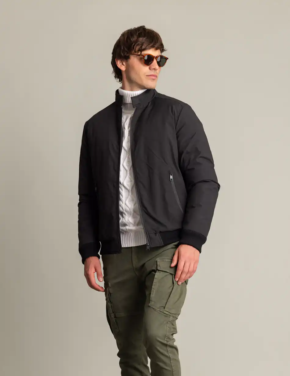 Biston fashion ανδρικό κοντό μπουφάν με αποσπώμενη κουκούλα 50-201-061 BLACK