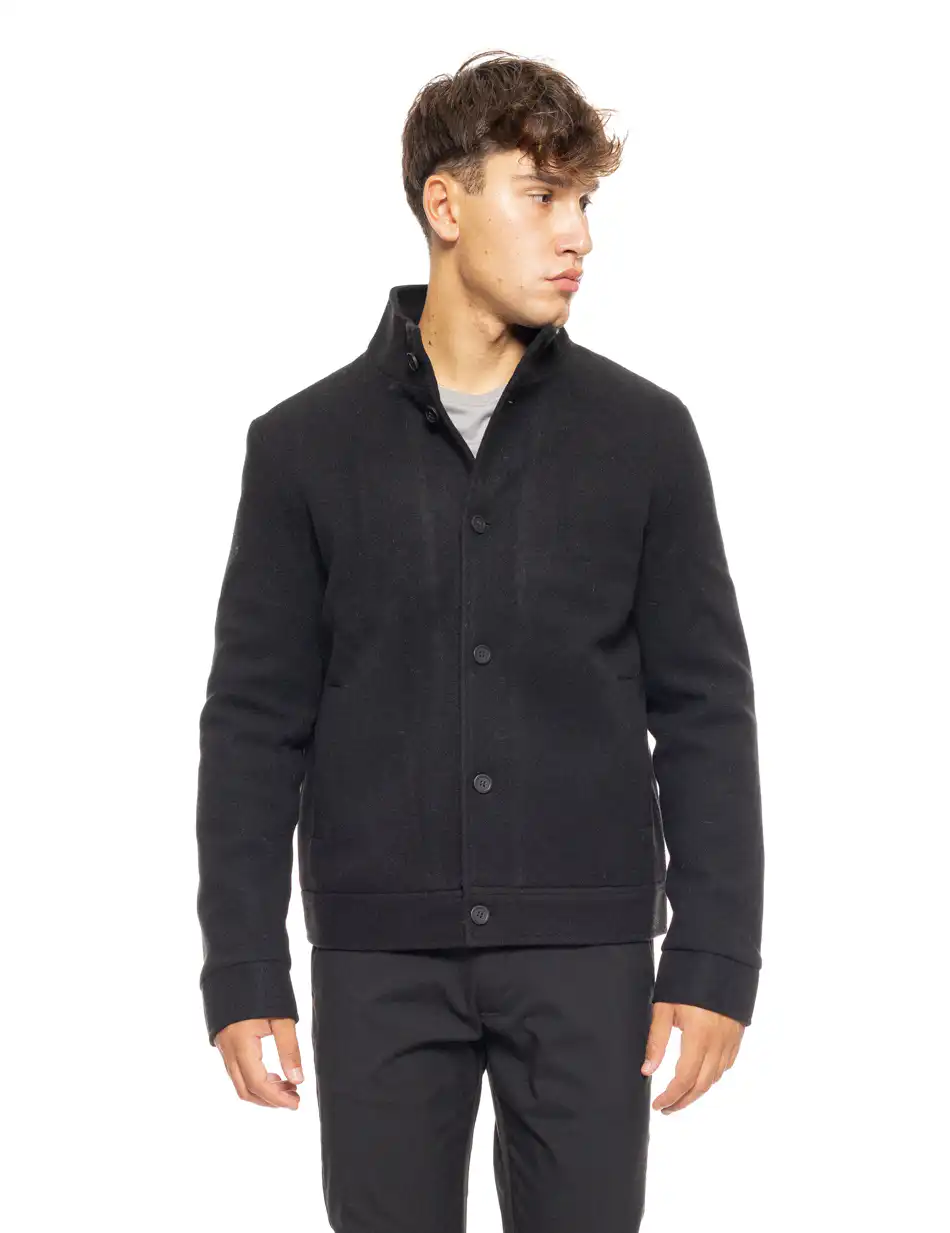 Biston fashion ανδρικό κοντό πανωφόρι με γιακά 50-201-069 BLACK