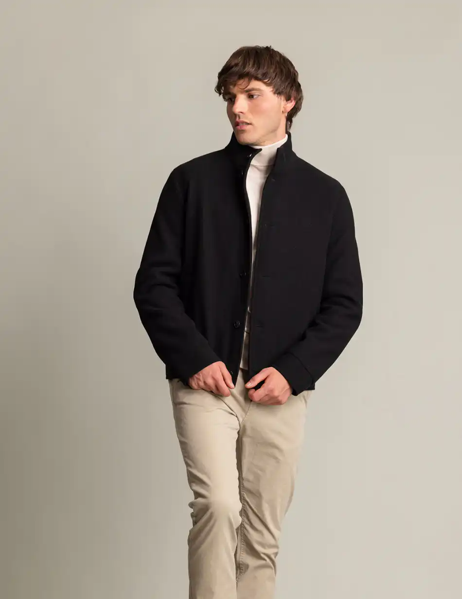 Biston fashion ανδρικό κοντό πανωφόρι με γιακά 50-201-069 BLACK