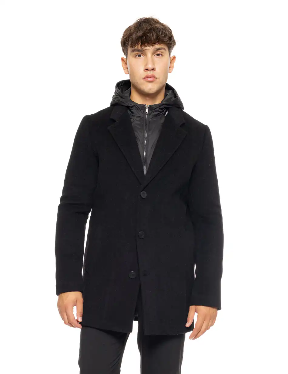 Biston fashion ανδρικό demi πανωφόρι με αποσπώμενη κουκούλα 50-201-071 BLACK