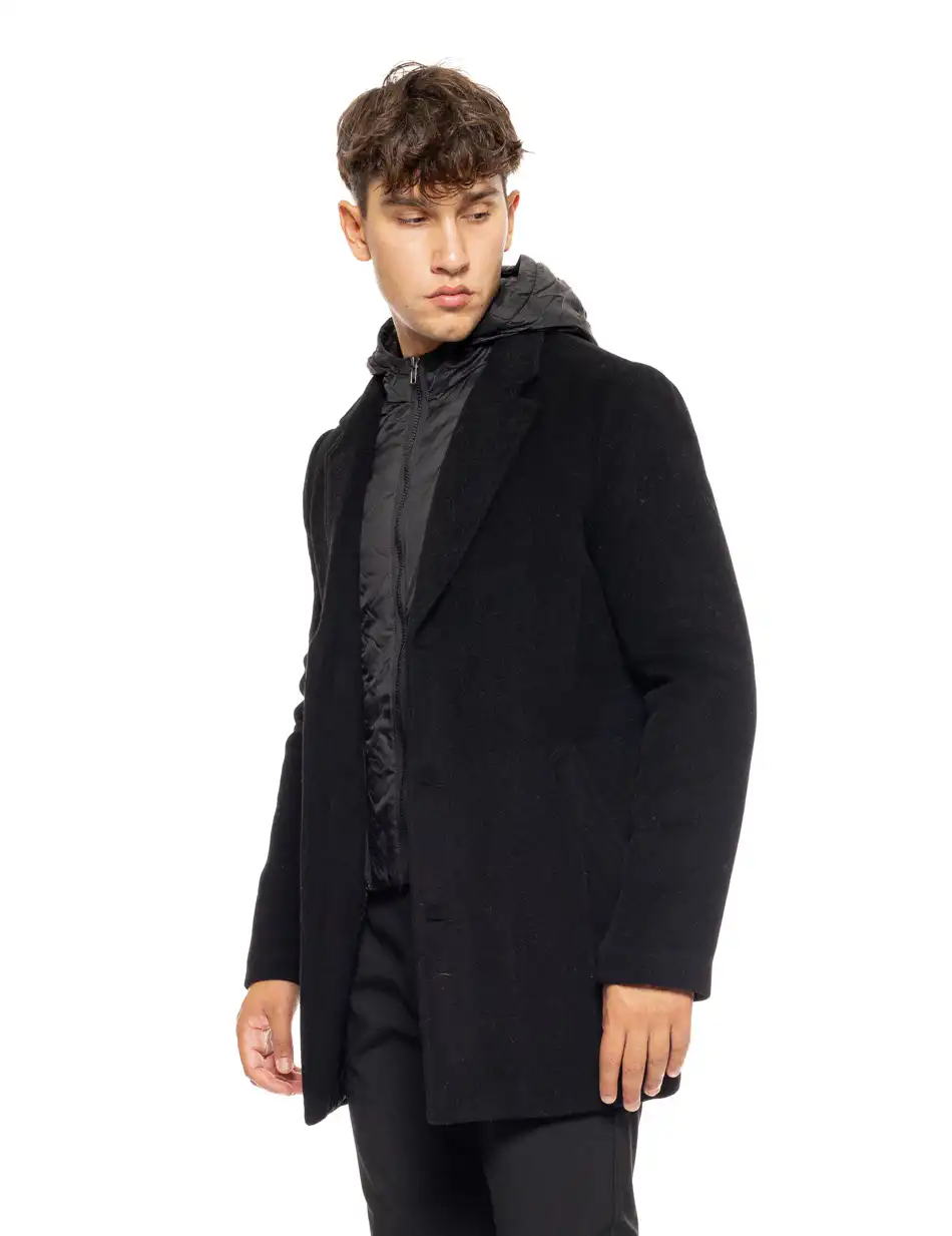 Biston fashion ανδρικό demi πανωφόρι με αποσπώμενη κουκούλα 50-201-071 BLACK