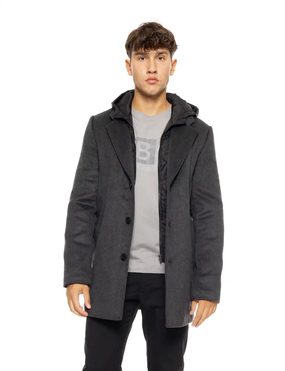 Biston fashion ανδρικό demi πανωφόρι με αποσπώμενη κουκούλα 50-201-071 DK GREY