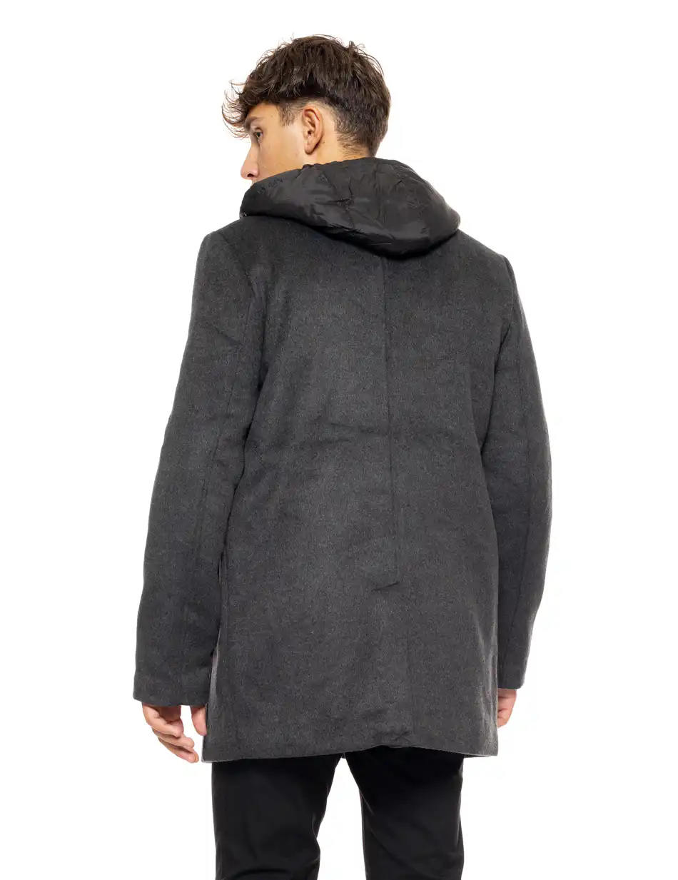 Biston fashion ανδρικό demi πανωφόρι με αποσπώμενη κουκούλα 50-201-071 DK GREY