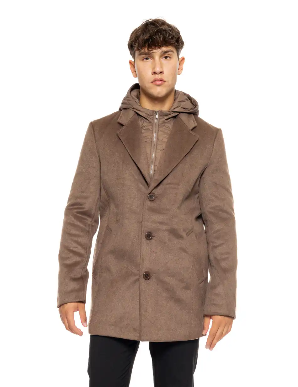 Biston fashion ανδρικό demi πανωφόρι με αποσπώμενη κουκούλα 50-201-071 BROWN