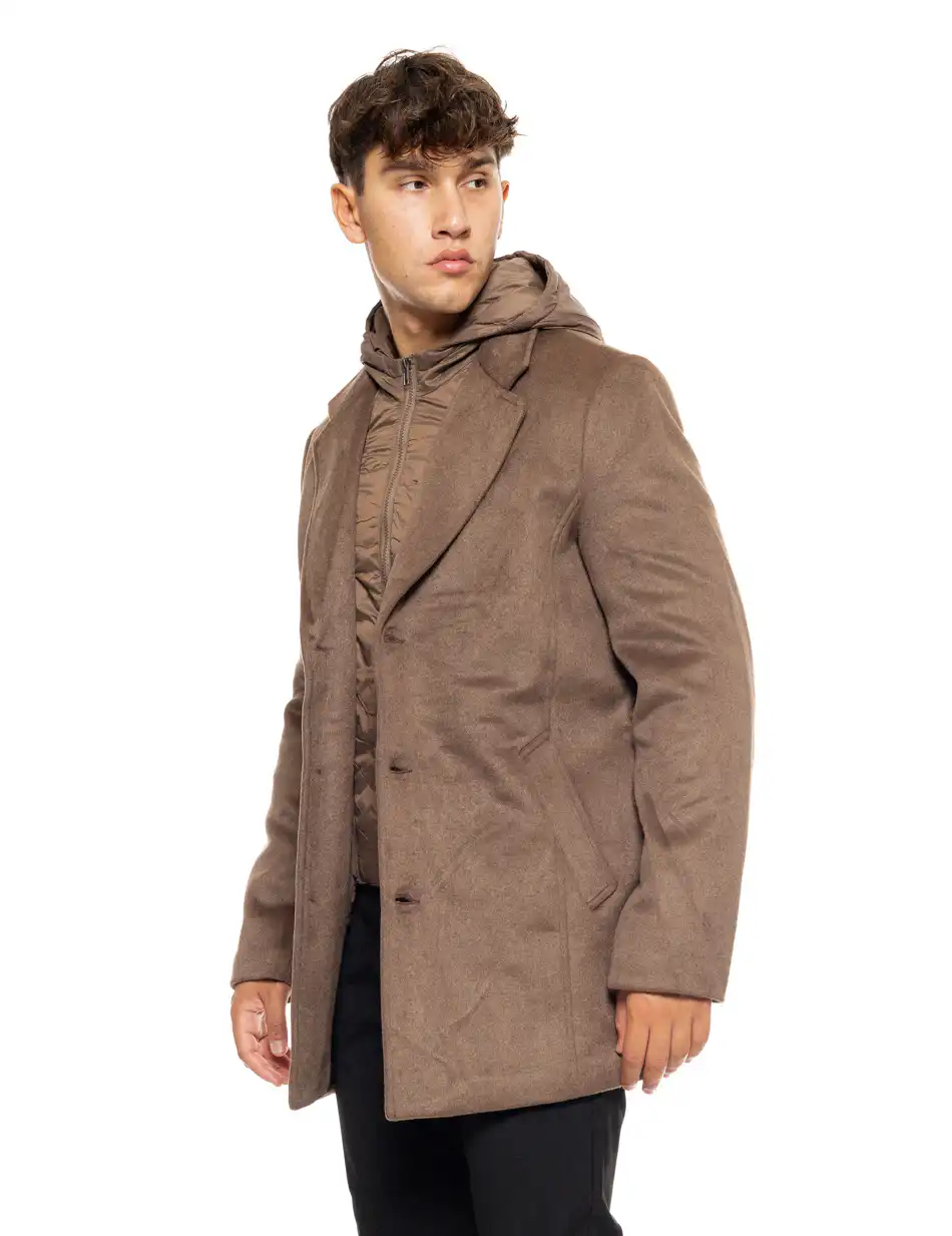 Biston fashion ανδρικό demi πανωφόρι με αποσπώμενη κουκούλα 50-201-071 BROWN