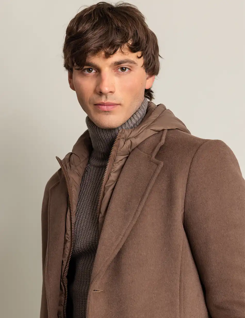 Biston fashion ανδρικό demi πανωφόρι με αποσπώμενη κουκούλα 50-201-071 BROWN