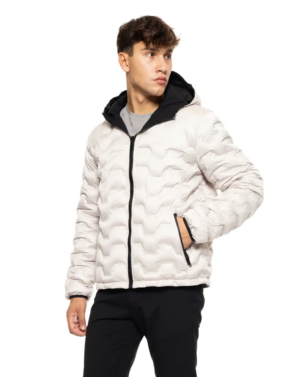 Biston fashion ανδρικό κοντό μπουφάν 2 όψεων με ενσωματωμένη κουκούλα 50-201-073 BLACK