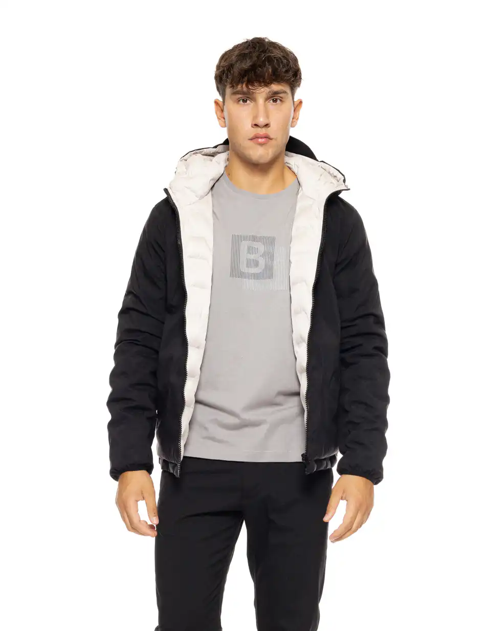 Biston fashion ανδρικό κοντό μπουφάν 2 όψεων με ενσωματωμένη κουκούλα 50-201-073 BLACK