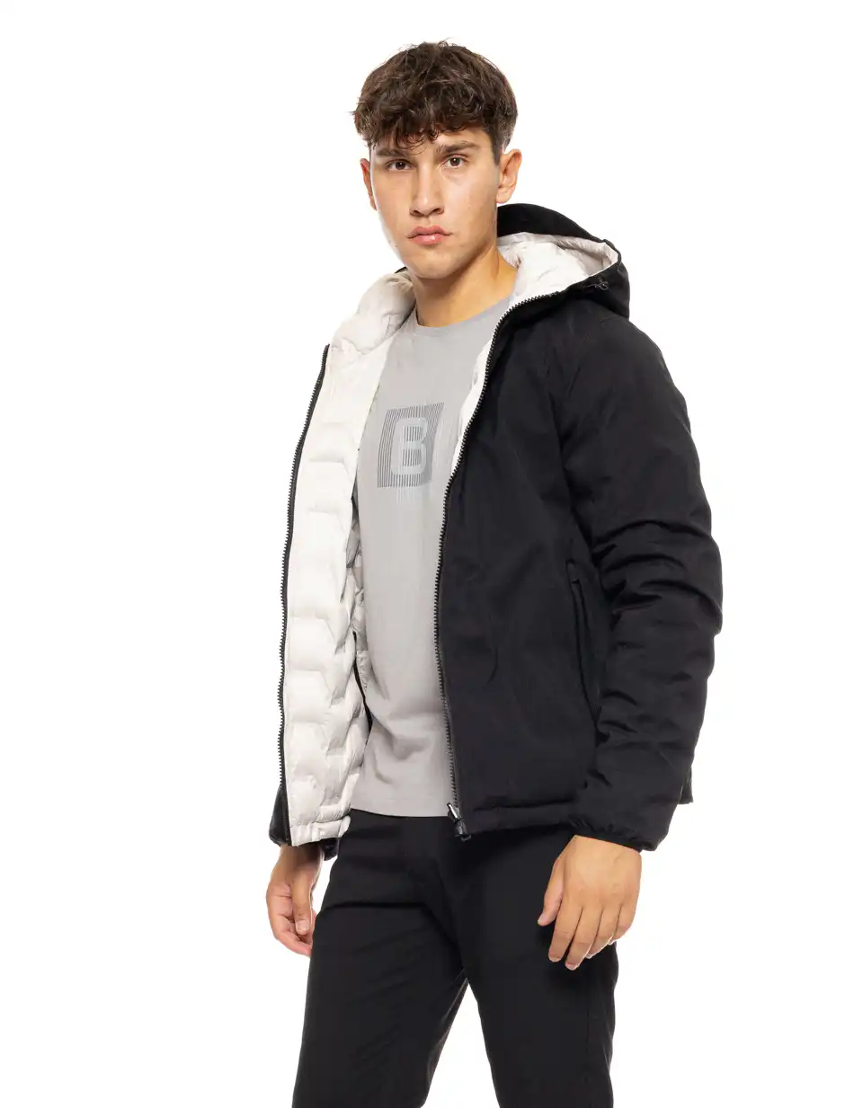 Biston fashion ανδρικό κοντό μπουφάν 2 όψεων με ενσωματωμένη κουκούλα 50-201-073 BLACK
