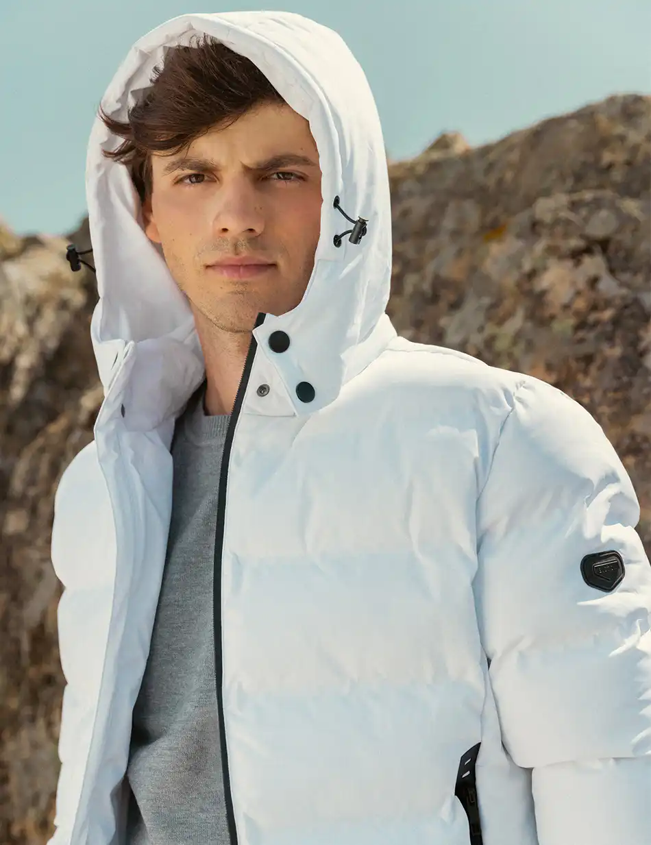 Biston fashion ανδρικό κοντό μπουφάν με αποσπώμενη κουκούλα 50-201-074 WHITE