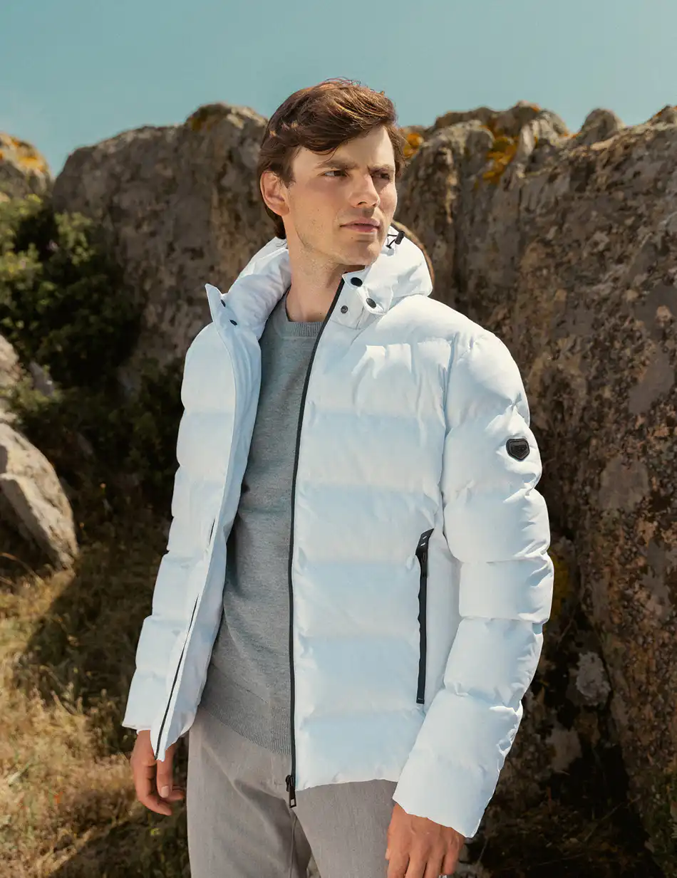 Biston fashion ανδρικό κοντό μπουφάν με αποσπώμενη κουκούλα 50-201-074 WHITE