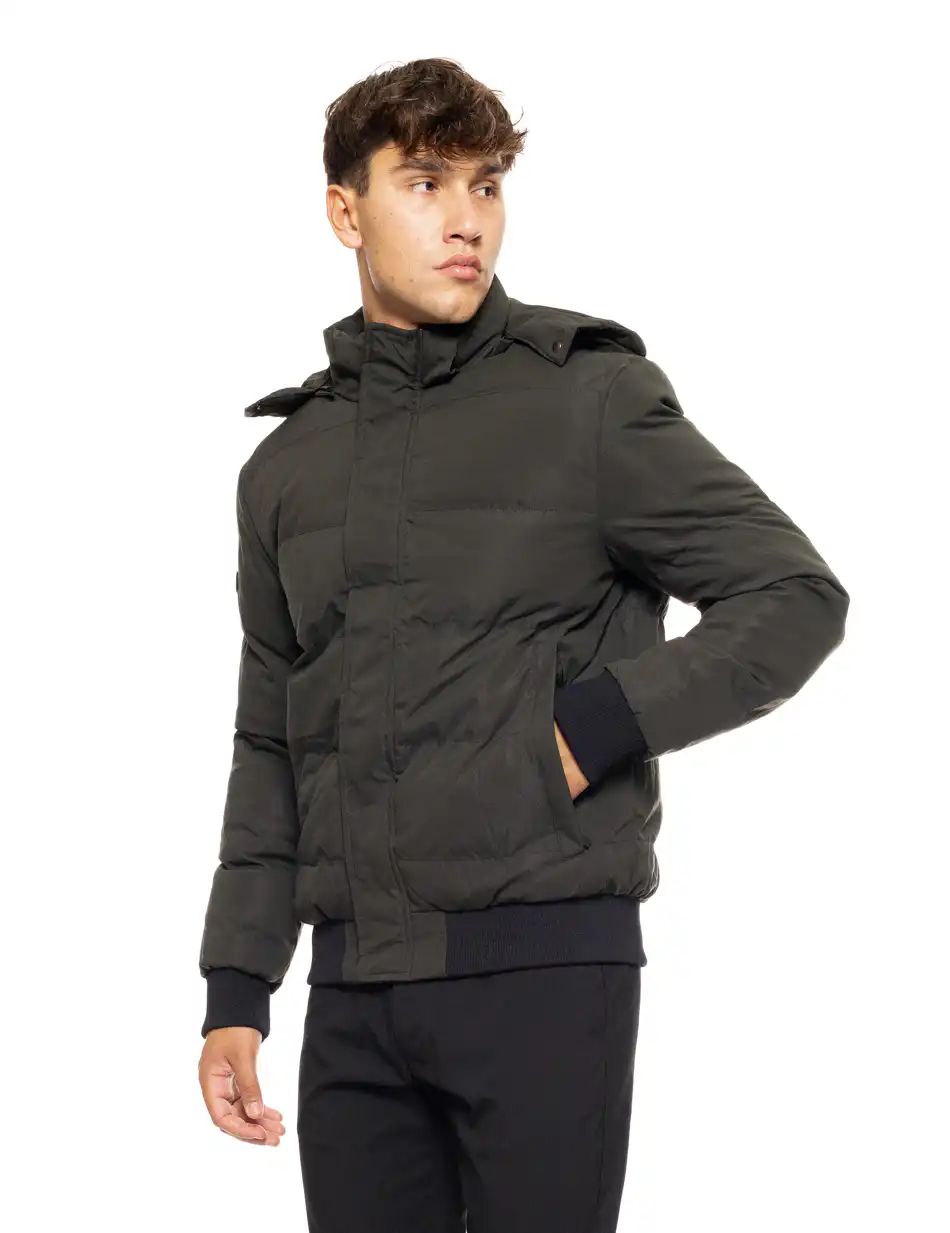 Biston fashion ανδρικό κοντό μπουφάν με ενσωματωμένη κουκούλα 50-201-076 DK GREEN