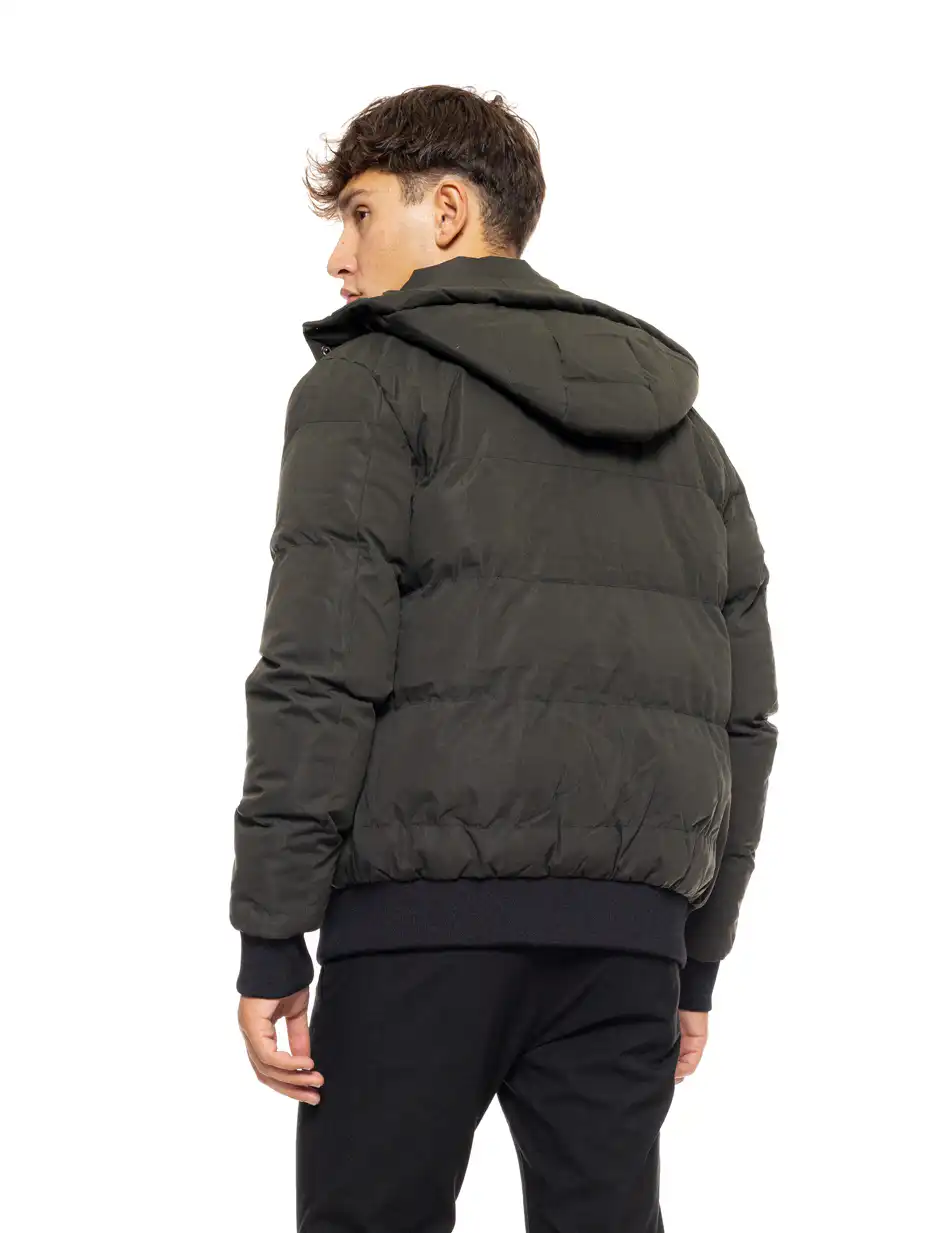 Biston fashion ανδρικό κοντό μπουφάν με ενσωματωμένη κουκούλα 50-201-076 DK GREEN