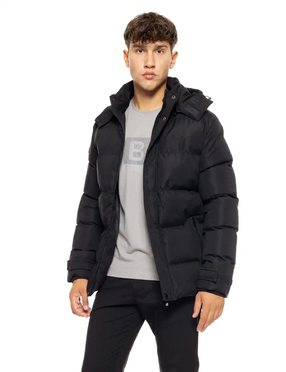 Biston fashion ανδρικό κοντό μπουφάν με αποσπώμενη κουκούλα 50-201-081 BLACK
