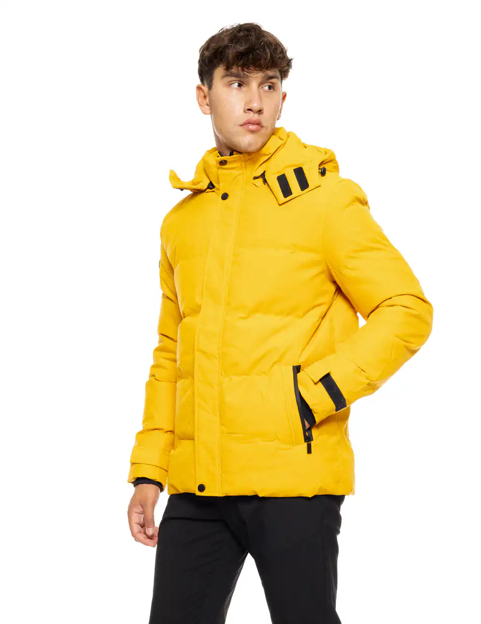Biston fashion ανδρικό κοντό μπουφάν με αποσπώμενη κουκούλα 50-201-081 YELLOW