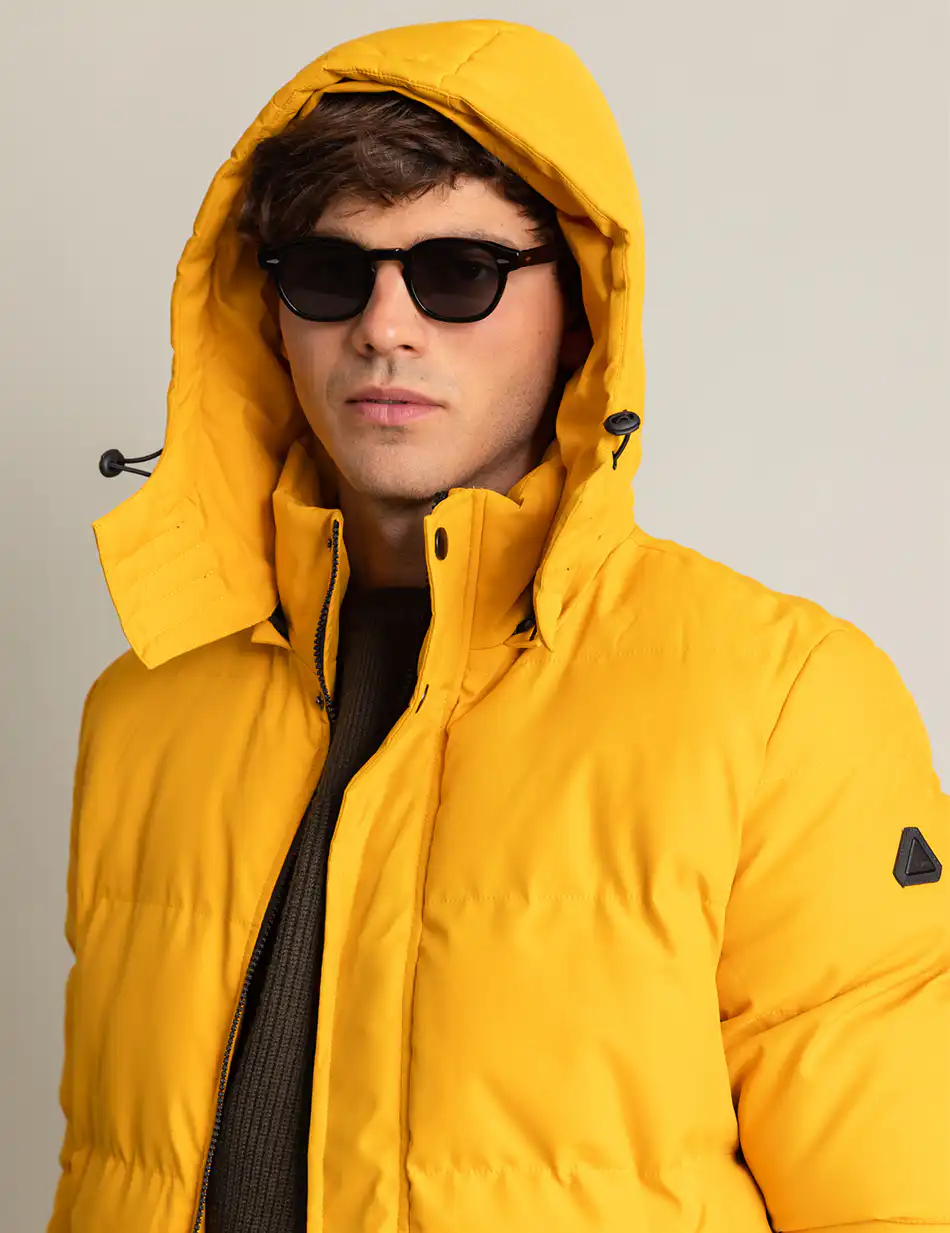 Biston fashion ανδρικό κοντό μπουφάν με αποσπώμενη κουκούλα 50-201-081 YELLOW