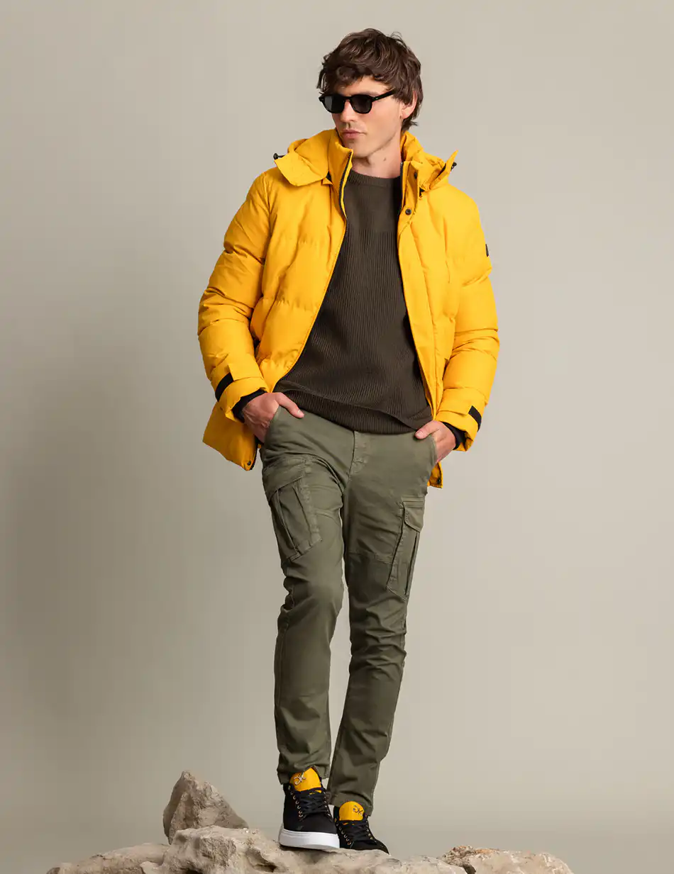 Biston fashion ανδρικό κοντό μπουφάν με αποσπώμενη κουκούλα 50-201-081 YELLOW