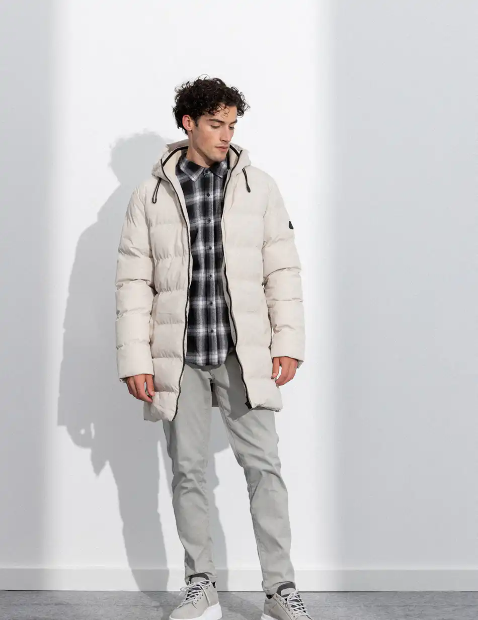 Splendid fashion ανδρικό μακρύ μπουφάν με ενσωματωμένη κουκούλα 50-201-083 ICE