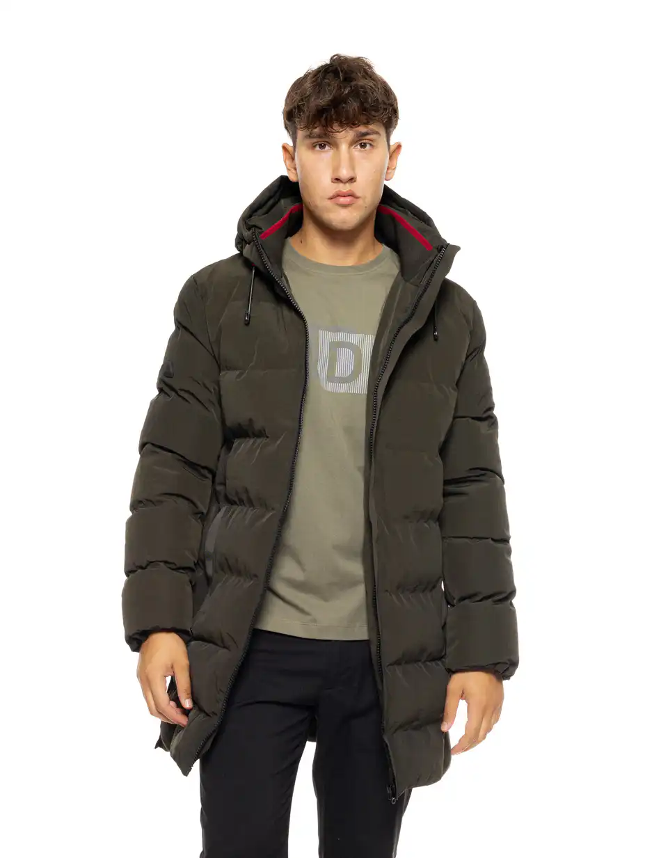 Splendid fashion ανδρικό μακρύ μπουφάν με ενσωματωμένη κουκούλα 50-201-083 DK GREEN