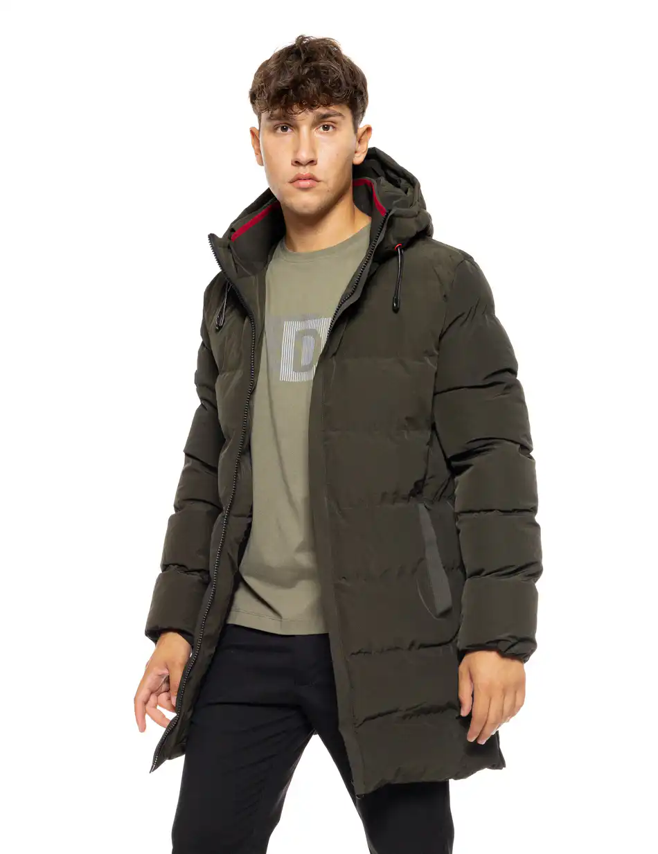 Splendid fashion ανδρικό μακρύ μπουφάν με ενσωματωμένη κουκούλα 50-201-083 DK GREEN