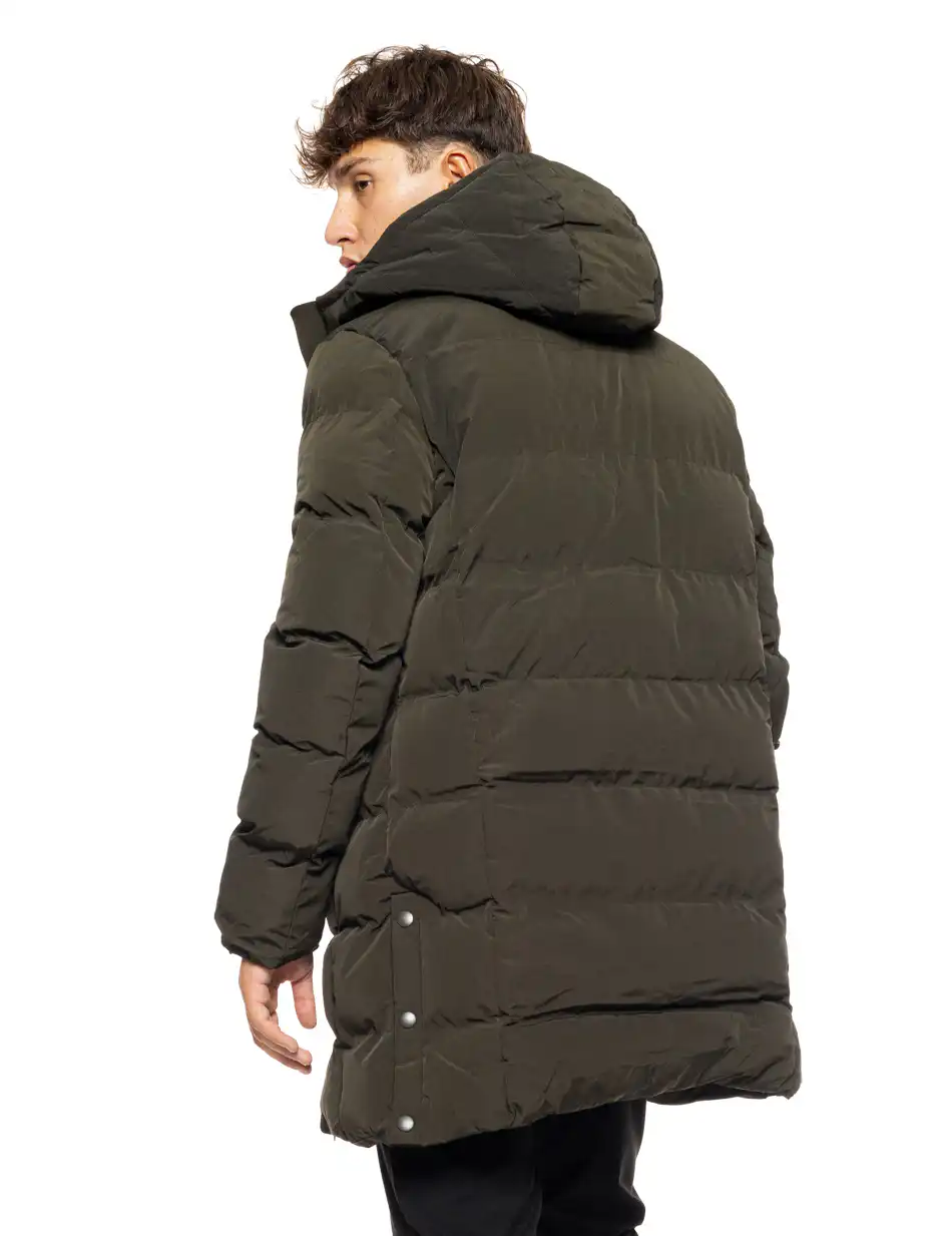 Splendid fashion ανδρικό μακρύ μπουφάν με ενσωματωμένη κουκούλα 50-201-083 DK GREEN
