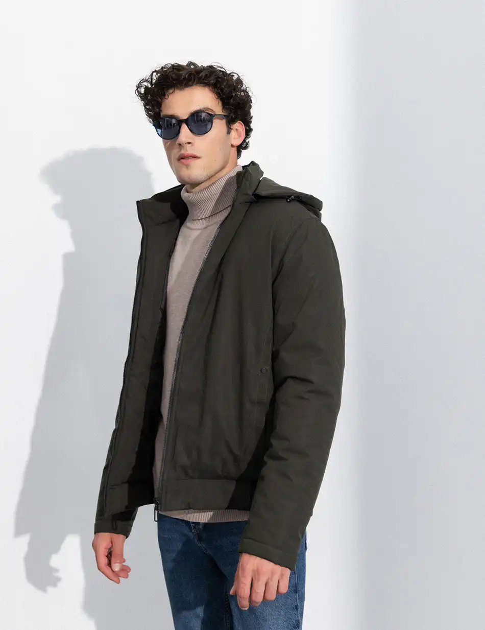 Splendid fashion ανδρικό κοντό μπουφάν με αποσπώμενη κουκούλα 50-201-085 DK GREEN