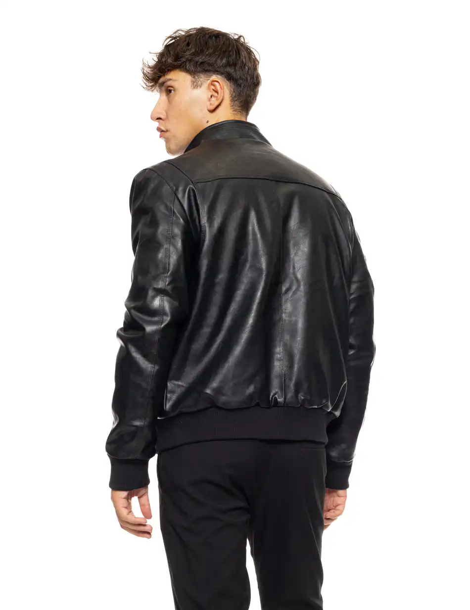 Splendid fashion ανδρικό κοντό πανωφόρι από δερματίνη 50-201-088 BLACK