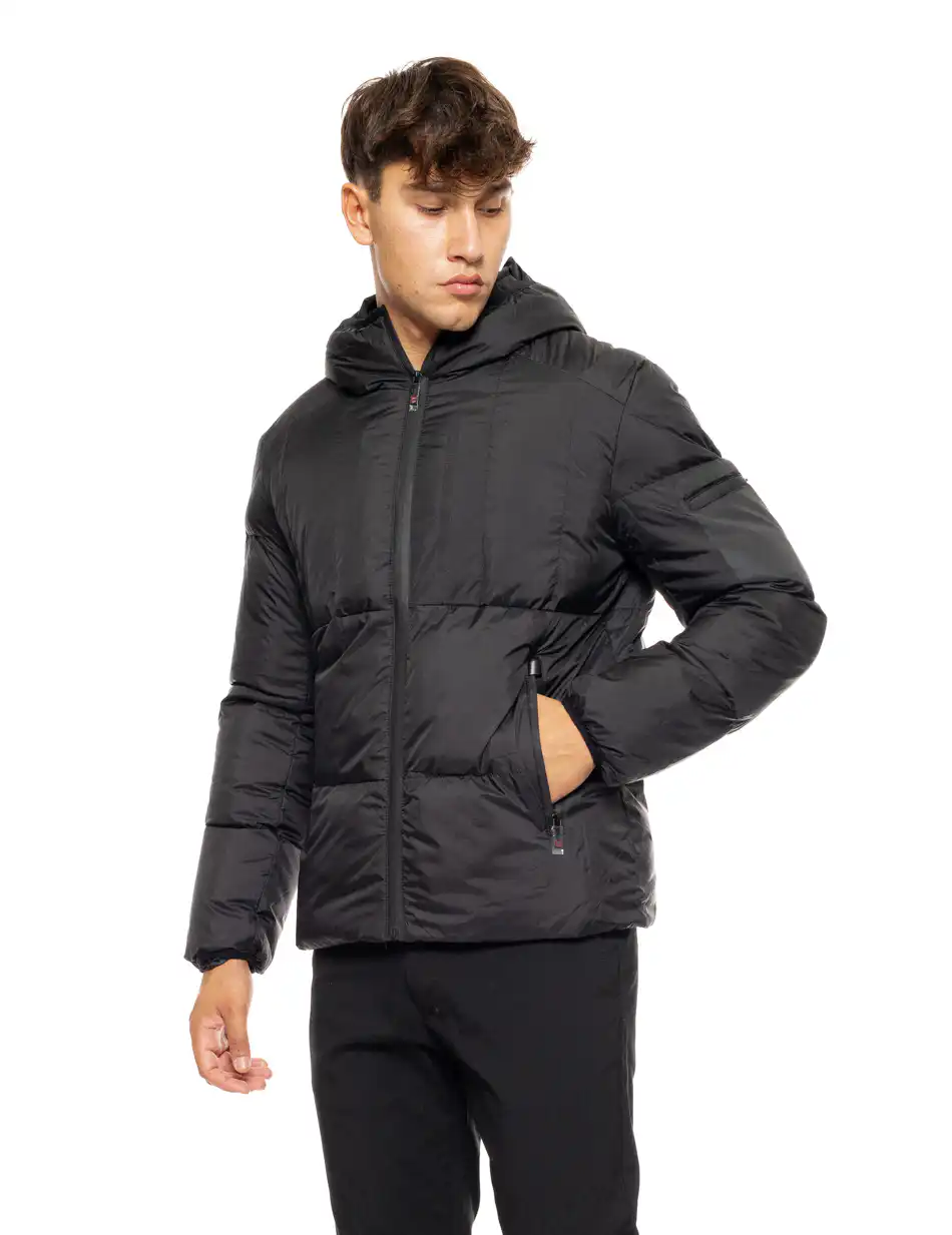 Splendid fashion ανδρικό κοντό μπουφάν με ενσωματωμένη κουκούλα 50-201-092 BLACK