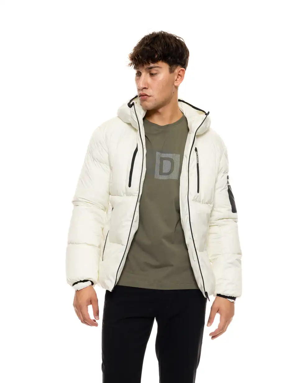 Splendid fashion ανδρικό κοντό μπουφάν με ενσωματωμένη κουκούλα 50-201-092 WHITE