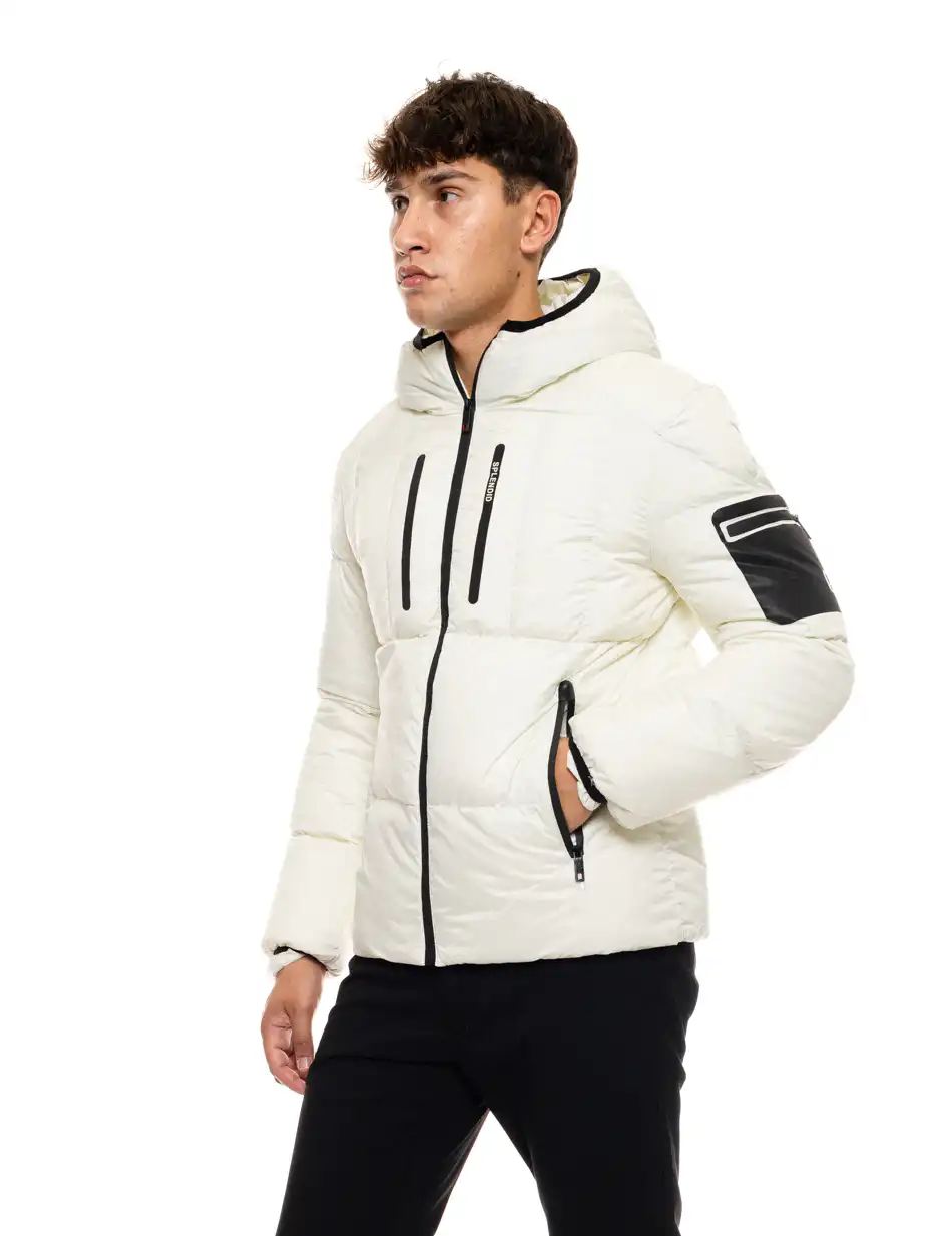Splendid fashion ανδρικό κοντό μπουφάν με ενσωματωμένη κουκούλα 50-201-092 WHITE