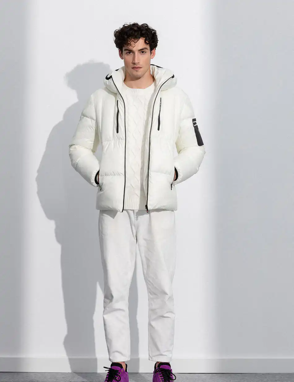 Splendid fashion ανδρικό κοντό μπουφάν με ενσωματωμένη κουκούλα 50-201-092 WHITE