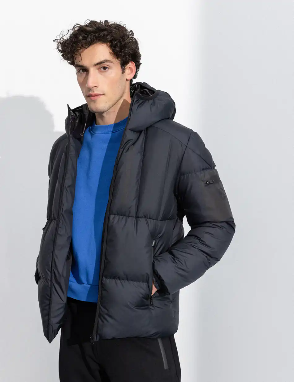 Splendid fashion ανδρικό κοντό μπουφάν με ενσωματωμένη κουκούλα 50-201-092 NAVY