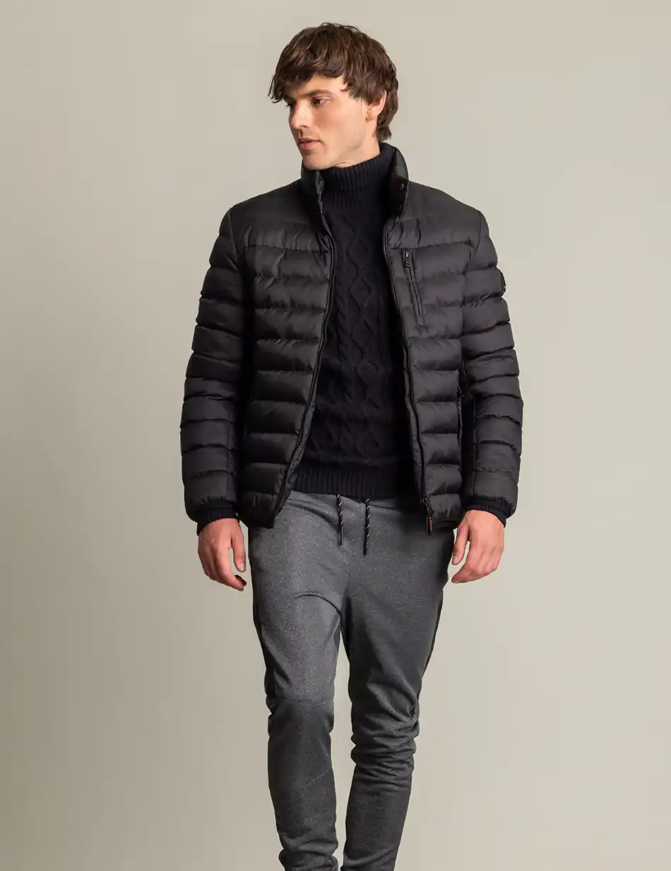 Biston fashion ανδρικό κοντό πανωφόρι με γιακά 50-201-097 BLACK